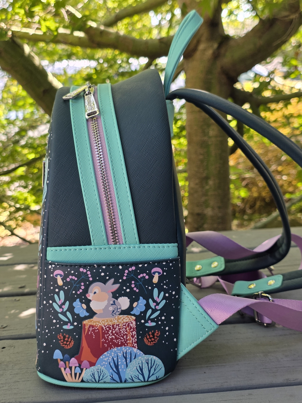Loungefly Kids Bambi Floral Mini Backpack - Navy & Mint - Picture 3 of 11